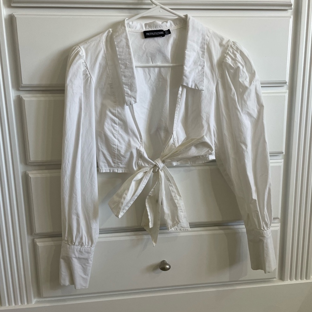 Revolution White Puff Sleeve Crop Blouse